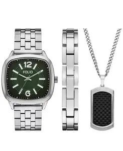 Мужские кварцевые часы с тремя стрелками из серебряного сплава, 41 мм Folio, sliver