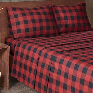 Комплект простыней из хлопковой фланели Woolrich, цвет Red Buffalo Check