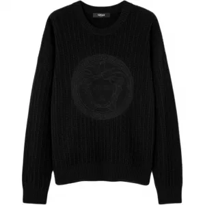 Свитер Medusa с косой вязкой VERSACE, черный
