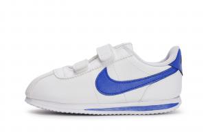 Кроссовки Cortez Basic SL противоскользящие с амортизацией для малышей Nike, белый/синий