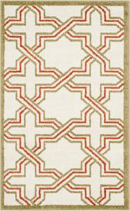 Ковер SAFAVIEH, 77 x 122 см, Amherst Collection, Ivory & Light Green, геометрический рисунок, без ворса и простой в уходе, идеален для помещений с высокой проходимостью: прихожая, гостиная, спальня (AMT413A)