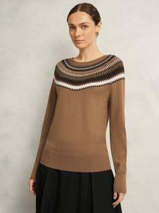 Джемпер Greta Fair Isle из шерстяной смеси Hobbs, Camel Marl
