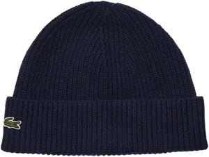 Женская кашемировая шапка-бини Lacoste в рубчик, Navy Blue