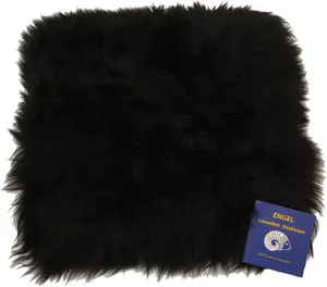 Подушка для сиденья Диана из овчины с высоким ворсом, черная, 30х30 см
