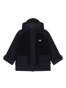 Dolce & Gabbana пальто в стиле колор-блок с капюшоном, синий