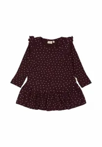 Платье из трикотажа с оборками и сердечками Petit Piao, Dark Grape White