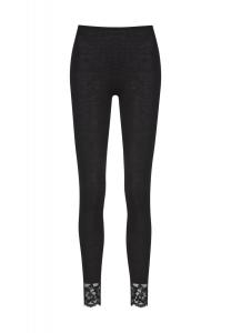 Брюки, длинные, удобный пояс, кружево, женские mey, черный