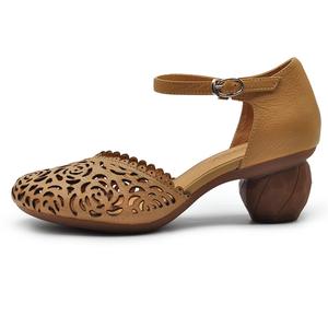 ARTMU Женские туфли на платформе с массивным каблуком 6 см, цвет Yellow Brown 1812-36