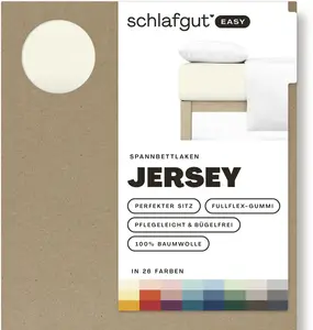 Простыня Schlafgut "EASY из 100% хлопка, мягкая и впитывающая, фирменная простыня", для матрасов высотой до 22 см, размером 90x200, 140x200 или 180x200 см 140-160х200 см, 1 шт., цвет Yellow Light