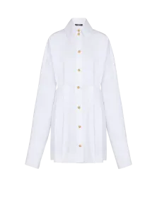 Платье-рубашка из поплина Balmain, белый