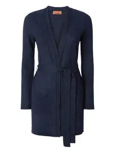 Кардиган с поясом и шевронным узором Missoni, синий