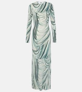 Платье макси из джерси с принтом Rabanne, Drappe Bleu