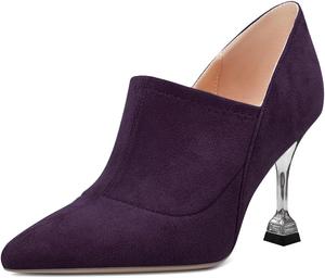 Женские ботильоны FYS с заостренным носком, расклешенные, на среднем каблуке типа «кикуна», без шнуровки, модные повседневные обувь для улицы и шопинга, размеры 4-16 US, Dark Purple