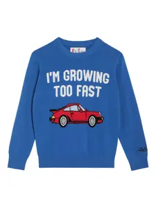 Пуловер с автомобильным принтом Douglas Mc2 Saint Barth Kids, синий