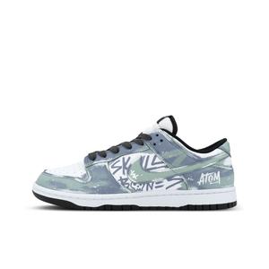 Nike Кроссовки для скейтбординга Dunk Low Panda, Atom Graffiti Low унисекс, белые, синие, зеленые