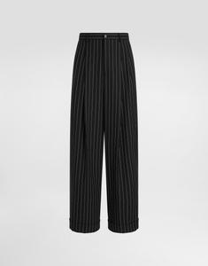 Шерстяные брюки в меловую полоску DOLCE & GABBANA, мультиколор