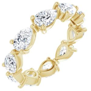 Горизонтальное обручальное кольцо с бриллиантом грушевидной формы 5 карат, выращенное в лаборатории золото 14 карат Pompeii2, 14K Yellow Gold