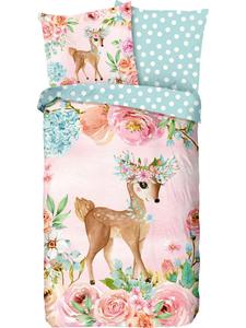 Двустороннее постельное белье Renforcé розового цвета Good Morning, 135x200 см (80x80 см)