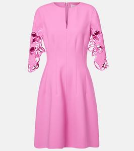 Платье миди из вышитого шерстяного кружева Oscar de la Renta, Rosehip