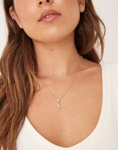 Ожерелье с инициалом Bubble S из водонепроницаемой нержавеющей стали с покрытием из 18-каратного золота Abbott Lyon