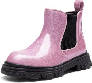 Женские ботинки DREAM PAIRS Челси с боковой молнией и протекторной подошвой для малышей/детей младшего и старшего возраста, Pink
