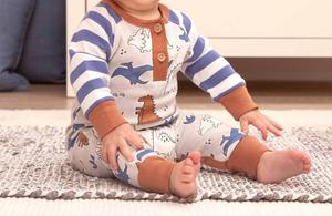 Длинный комбинезон с динозаврами для мальчика в сером/синем/коричневом цвете Tesa Babe