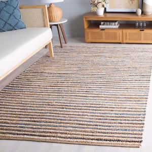 SAFAVIEH Cape Cod коллекция декоративный ковер, 122 x 183 см, Natural & Blue, ручной работы, плетеный дизайн, идеально для гостиной, спальни, столовой (CAP151M-4)