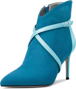 Женские ботильоны Castamere с высоким каблуком, заостренным носком, короткие ботинки с перекрестным ремешком, застежкой-молнией и комбинированной отделкой, на каблуке 8 см, для вечернего выхода