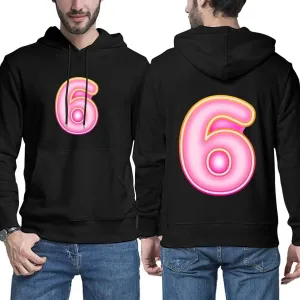 Мужской розовый флуоресцентный худи с номером 6