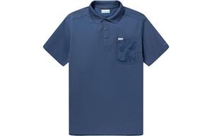 Columbia Мужская рубашка поло, синяя, с круглым вырезом, умеренно прямой крой