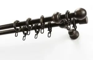 Карниз для штор GARESA "BAROCK", 2 направляющие, желаемая длина, комплект для штор, комплект из чистого дерева, выдвижной, с кольцами 320 см, Ø 20 мм, цвет nussbaum