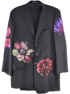 Жакет с цветочным принтом Yohji Yamamoto, черный