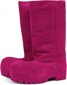 Женские зимние сапоги Agodor, замша, платформенные, с теплым искусственным мехом, с удобным входом, округлый носок, массивные, в стиле хиппи, удобные, модные, высокие сапоги, Rose