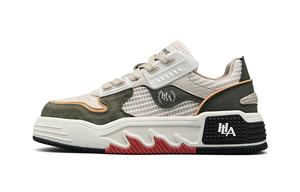 HLA Мужские низкие скейтерские кеды бежево-зеленые [Сетчатые], цвет Beige Green[Mesh]