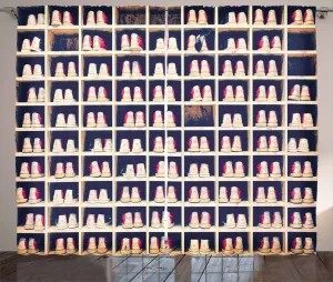 Штора ABAKUHAUS Bowling Party в деревенском стиле, с полками для обуви, универсальная тесьма для гостиной с петлями и крючками, 280 x 245 см, цвет: бледно-желтый, красный, черный Abakuhaus