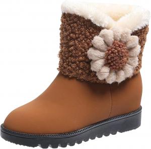 Женские теплые зимние сапоги с антискользящей подошвой, водонепроницаемые, для холодной погоды и снега, с меховой подкладкой, хлопковые, на легком надевании, для улицы, теплые (черные, 36 EU) Generic, 37 Eu Brown