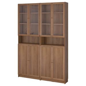 Книжный шкаф с расширением высоты ut/drs BILLY/OXBERG IKEA, 160x30x237 см, цвет brown walnut effect/clear glass