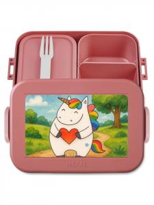 Mr. & Mrs. Panda Ланч-бокс с изображением единорога и сердца, пастельно-красный цвет
