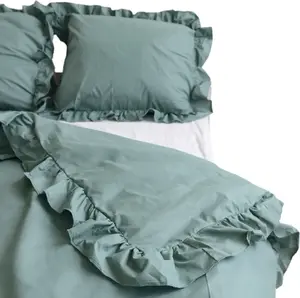 Постельное белье с оборками, пододеяльник для спальни 180х200 см, цвет бохо-зеленый EDANTI