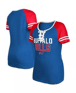 Женская футболка Royal Buffalo Bills Raglan Lace-Up New Era