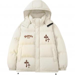 Пуховик Unisex с капюшоном утепленный HUANQIU, бежевый оранжевый