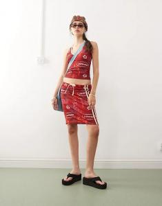 Юбка COLLUSION длиной до колена с принтом и завязками - часть комплекта