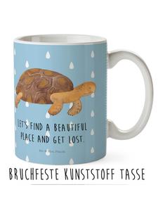 Детская кружка с изображением черепахи и надписью пастельно-голубого цвета Mr. & Mrs. Panda