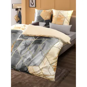 Двустороннее постельное белье BIERBAUM, (2 шт.), цвет ecru-anthrazit-bedruckt