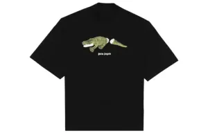 Футболка с рукавом дроп-шилдер женская черная PALM ANGELS