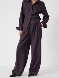 Шерстяные брюки Wide Leg HUSH, Burgundy Purple
