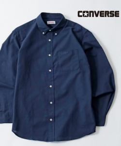 Мужская рубашка CONVERSE с длинными рукавами и пуговицами, однотонная, оксфордская расцветка.