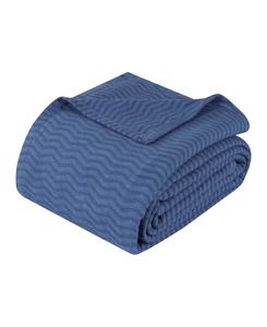 Легкое тканое одеяло Jena Cotton Textured Chevron, размер King Superior, Merritt Blue