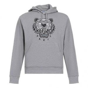 Толстовка Men's KENZO FW20 Tiger Head Embroidered Cotton Pearl Gray, серый