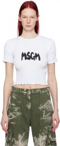 Белая гофрированная футболка MSGM, Optical white